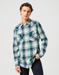 Męska koszula jeansowa WRANGLER WESTERN SHIRT GREEN BLUE 112357242