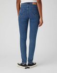 Damskie jeansy rurki WRANGLER HIGH RISE SKINNY INDIGO SEA W27HVH40Z
