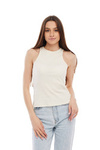 Damski t-shirt LEE RIBBED TANK ECRU L44QPJNQ