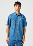 Męska koszula jeansowa WRANGLER SS WESTERN SHIRT MID WASH 112362743