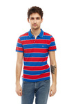 Męski t-shirt WRANGLER SS YD STRIPE POLO ROCOCCO RED W7ALKFXA4