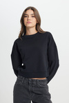 Damska bluza WRANGLER PUFFY CREW SWEAT FADED BLACK 112388658